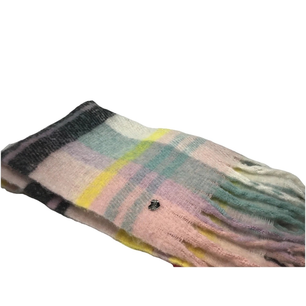 Betsey Johnson  "Color Me Plaid" Winter Scarf Wrap Pastel  One Size 80"x20"